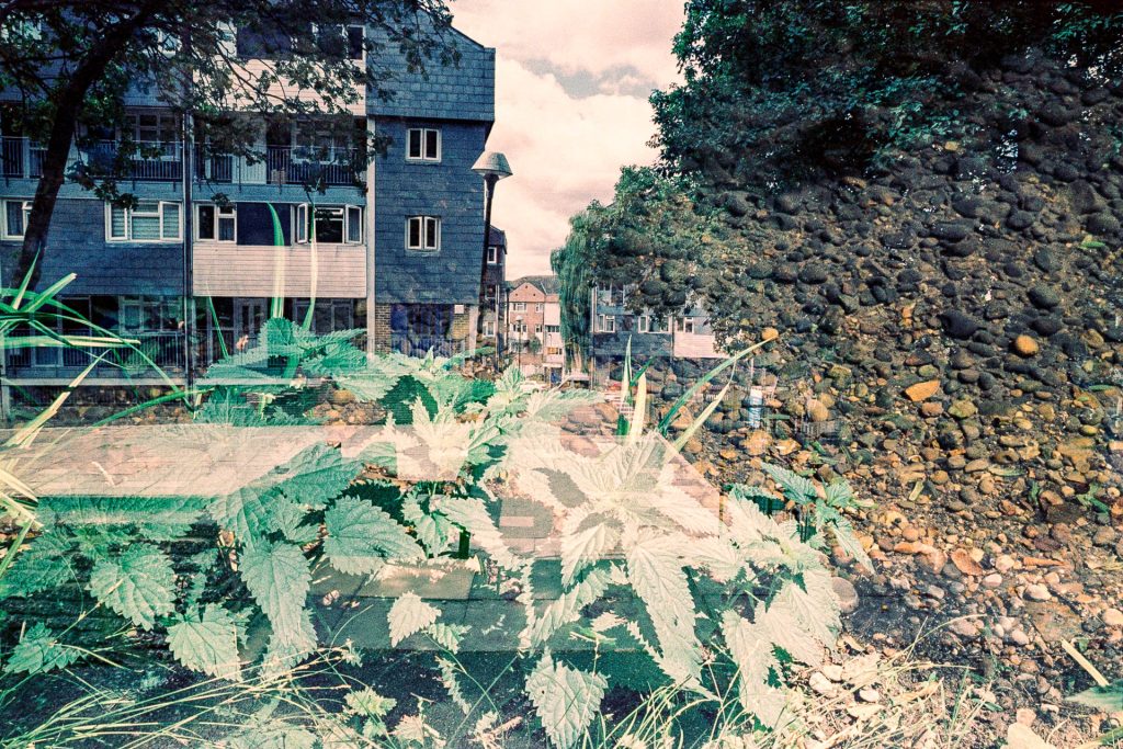 Double exposure of Aldriche Way Estate and the River Ching.