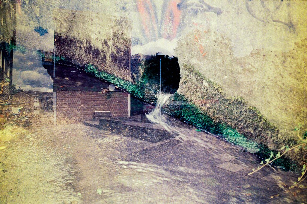 Double exposure of Aldriche Way Estate and the River Ching.
